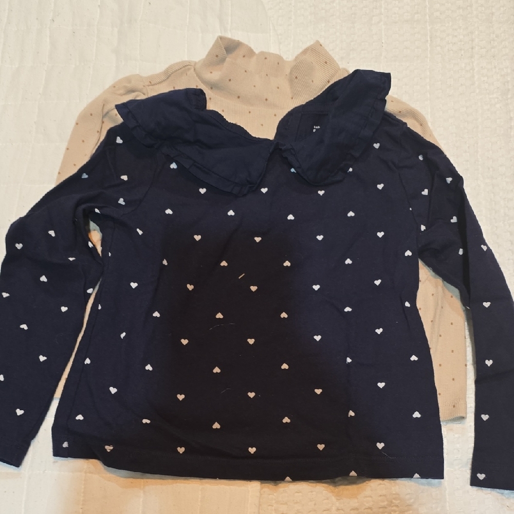 GAP Blue and White Long Sleeve Tee with Polka Dots